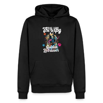 The Best Therapy Is A Golden Retriever Dog Mom - Männer Premium Bio Hoodie - Schwarz - Vorne - Nico (187cm)
