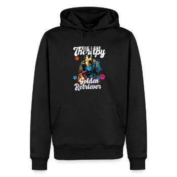 The Best Therapy Is A Golden Retriever Dog Mom - Männer Premium Bio Hoodie - Schwarz - Vorne - Nico (187cm)