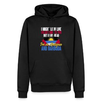 Drapeau d’Antigua-et-Barbuda - Sweat à capuche Premium bio Homme - noir - Devant - Nico (187cm)