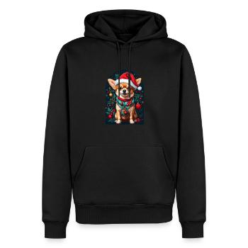Chihuahua drôle avec chapeau de Père Noël - Sweat à capuche Premium bio Homme - noir - Devant - Nico (187cm)