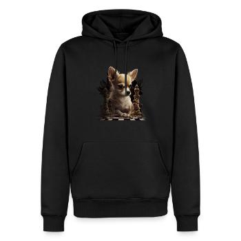Chihuahua | Chess | Chess Player | Board | Queen | - Men’s Premium Organic Hoodie - black - Front - Nico (187cm)