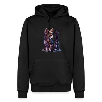 Chihuahua | Échecs | Joueur d'échecs | Plateau | - Sweat à capuche Premium bio Homme - noir - Devant - Nico (187cm)