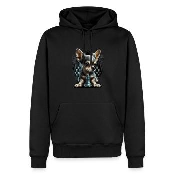 Chihuahua | Chess | Chess Player | Board | Queen | - Men’s Premium Organic Hoodie - black - Front - Nico (187cm)