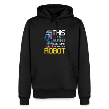 Robotique drôle C’est mon costume humain Je suis vraiment - Sweat à capuche Premium bio Homme - noir - Devant - Nico (187cm)