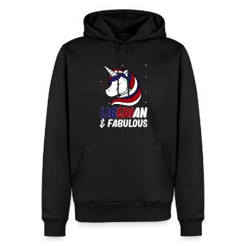 Drapeau du Libéria Libériens - Sweat à capuche Premium bio Homme - noir - Devant - Nico (187cm)