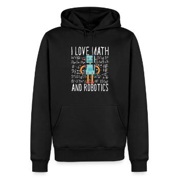École J’aime les mathématiques et la robotique Droid Builder Buil - Sweat à capuche Premium bio Homme - noir - Devant - Nico (187cm)