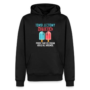 Amygdalectomie, récupération, amygdalectomie - Sweat à capuche Premium bio Homme - noir - Devant - Nico (187cm)