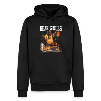 Bear Grills Barbecue BBQ Grillades Camping Sauvage - Sweat à capuche Premium bio Homme - noir - Devant - Nico (187cm)