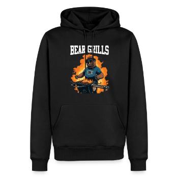 Bear Grills Barbecue BBQ Grillades Camping Sauvage - Sweat à capuche Premium bio Homme - noir - Devant - Nico (187cm)