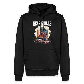 Bear Grills Barbecue BBQ Grillades Camping Sauvage - Sweat à capuche Premium bio Homme - noir - Devant - Nico (187cm)