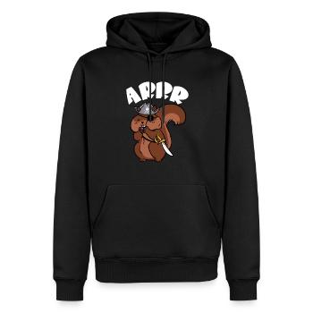 Forest Animal Cute Kids Squirrel Pirate Arrr - Men’s Premium Organic Hoodie - black - Front - Nico (187cm)