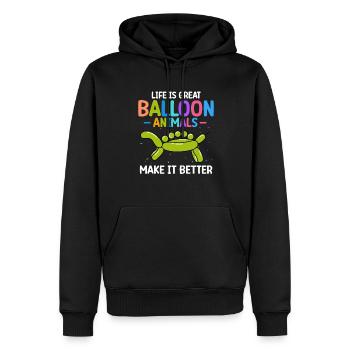 ballon animal fête ballon artiste - Sweat à capuche Premium bio Homme - noir - Devant - Nico (187cm)