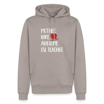 Lehrkraft Englisch Zweitsprache Fremdsprache - Männer Premium Bio Hoodie - Taupe - Vorne - Nico (187cm)