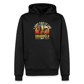 Vintage, j’aime vraiment les écureuils Ok Forest Ani - Sweat à capuche Premium bio Homme - noir - Devant - Nico (187cm)