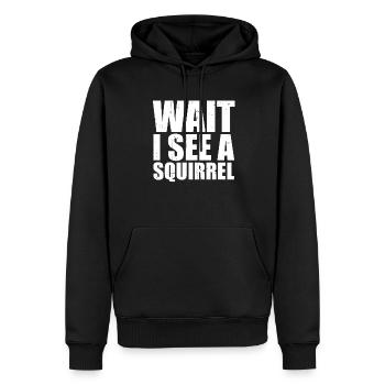 Cool Funny Wait I See A Squirrel Rodent Forest Ani - Men’s Premium Organic Hoodie - black - Front - Nico (187cm)