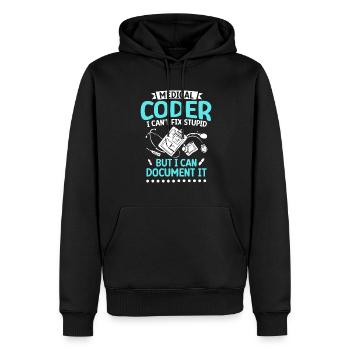 Spécialiste du codage de codeur médical - Sweat à capuche Premium bio Homme - noir - Devant - Nico (187cm)