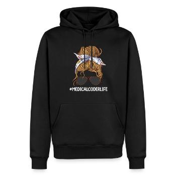 Spécialiste du codage de codeur médical - Sweat à capuche Premium bio Homme - noir - Devant - Nico (187cm)