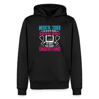 Spécialiste du codage de codeur médical - Sweat à capuche Premium bio Homme - noir - Devant - Nico (187cm)