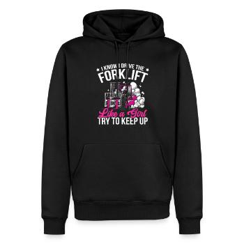 Funny I Drive The Forklift Like A Girl Cool Forkli - Männer Premium Bio Hoodie - Schwarz - Vorne - Nico (187cm)