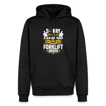 Cool Sorry This Girl Is Already Taken By Forklift - Männer Premium Bio Hoodie - Schwarz - Vorne - Nico (187cm)