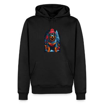 Rottweiler En Hiver A Rottweiler Heureux - Sweat à capuche Premium bio Homme - noir - Devant - Nico (187cm)