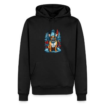 Französische Bulldogge Mit Wintermütze Glückliche - Männer Premium Bio Hoodie - Schwarz - Vorne - Nico (187cm)