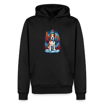 Beagle Mit Wintermütze Happy Beagle - Männer Premium Bio Hoodie - Schwarz - Vorne - Nico (187cm)