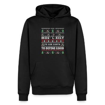 Le plus susceptible de demander au Père Noël de définir un bon Noël - Sweat à capuche Premium bio Homme - noir - Devant - Nico (187cm)