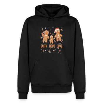 Gingerbread Man Faith Hope Love Religious - Men’s Premium Organic Hoodie - black - Front - Nico (187cm)