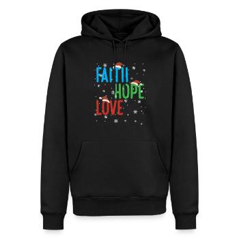 Faith Hope Love Religious Family Christmas Santa - Men’s Premium Organic Hoodie - black - Front - Nico (187cm)