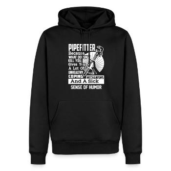 Pipefitter Pipefitter Sense of Humor - Men’s Premium Organic Hoodie - black - Front - Nico (187cm)