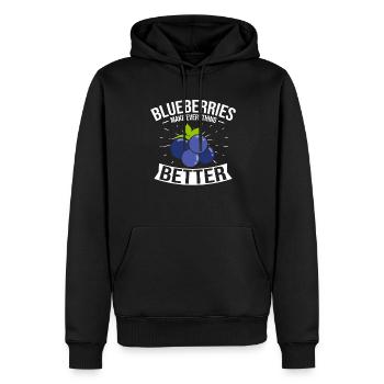 Heidelbeere Frucht Blaubeere - Männer Premium Bio Hoodie - Schwarz - Vorne - Nico (187cm)