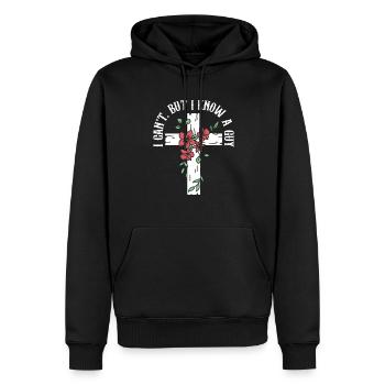 Jésus Meme Je ne peux pas mais je connais un gars chrétien - Sweat à capuche Premium bio Homme - noir - Devant - Nico (187cm)