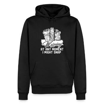 Photographer Photographer Warning - Men’s Premium Organic Hoodie - black - Front - Nico (187cm)