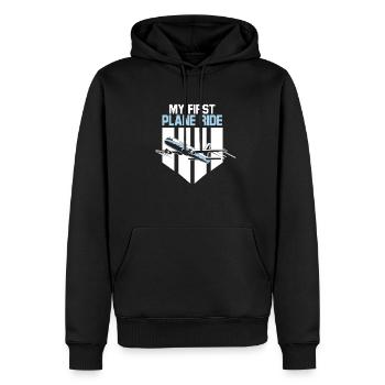 Mon premier voyage de vacances en avion Voyageur - Sweat à capuche Premium bio Homme - noir - Devant - Nico (187cm)