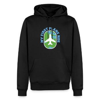 Mon premier voyage de vacances en avion en solo - Sweat à capuche Premium bio Homme - noir - Devant - Nico (187cm)