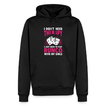 Jeu de dés Bunco - Sweat à capuche Premium bio Homme - noir - Devant - Nico (187cm)