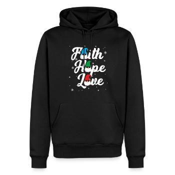 Religious Family Faith Hope Love Christmas Gnome - Men’s Premium Organic Hoodie - black - Front - Nico (187cm)