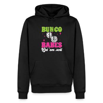 Jeu de dés Bunco - Sweat à capuche Premium bio Homme - noir - Devant - Nico (187cm)