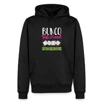 Jeu de dés Bunco - Sweat à capuche Premium bio Homme - noir - Devant - Nico (187cm)
