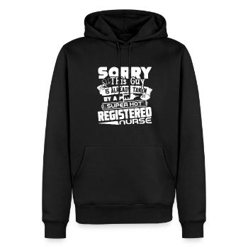 RN Nurse Guy Taken By Super Hot RN Nurse - Men’s Premium Organic Hoodie - black - Front - Nico (187cm)