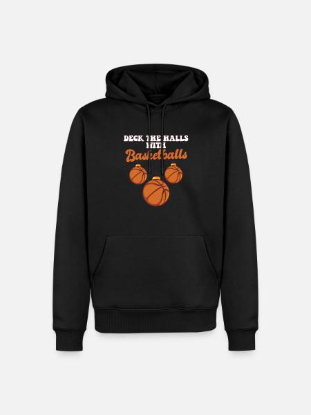 Basketball Player Coach Christmas Balls Deck The - Männer Premium Bio Hoodie - Schwarz