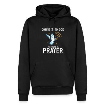 Connectez-vous à l'équipe de Dieu Jésus Croyant Écriture - Sweat à capuche Premium bio Homme - noir - Devant - Nico (187cm)