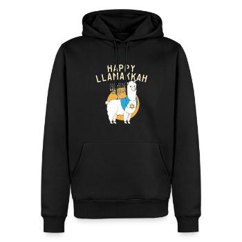 Juif Hanoukka Joyeux Llamakkah Chrismukkah Lama - Sweat à capuche Premium bio Homme - noir - Devant - Nico (187cm)