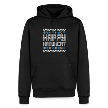 Joyeux Hanukcat Hanoukka Chat de Noël Juif Laid - Sweat à capuche Premium bio Homme - noir - Devant - Nico (187cm)