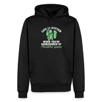Monstera Deliciosa Albo Plante d’intérieur botanique - Sweat à capuche Premium bio Homme - noir - Devant - Nico (187cm)