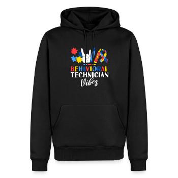 Technicien comportemental Vibes Enregistré ABA - Sweat à capuche Premium bio Homme - noir - Devant - Nico (187cm)