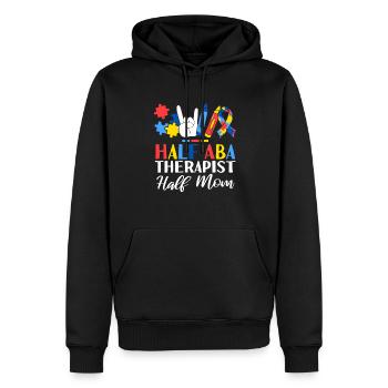 Half ABA Therapist Half Mom Applied Behavior - Men’s Premium Organic Hoodie - black - Front - Nico (187cm)