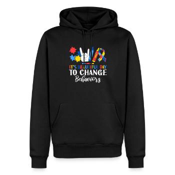 C’est une belle journée pour changer les comportements ABA - Sweat à capuche Premium bio Homme - noir - Devant - Nico (187cm)