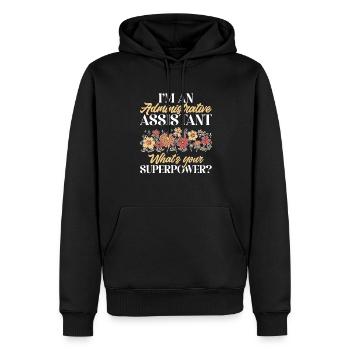 Secrétaire, Adjointe administrative, Commis de bureau - Sweat à capuche Premium bio Homme - noir - Devant - Nico (187cm)